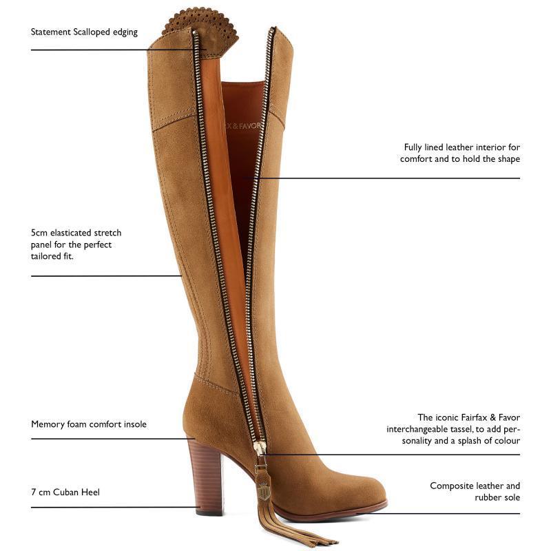 Fairfax & Favor High Heeled Regina Ladies Boot - Tan - William Powell