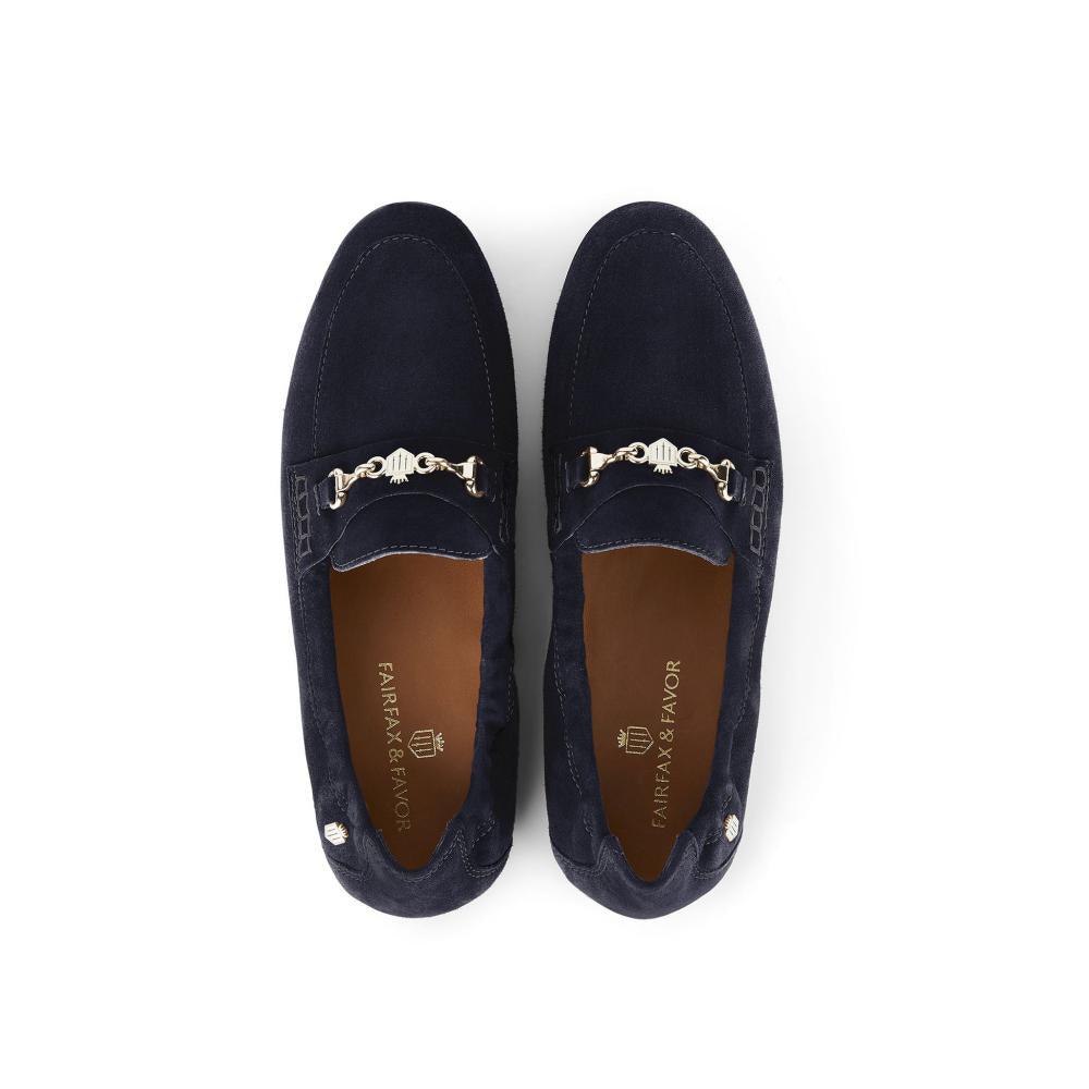 Fairfax & Favor Newmarket Loafer Ladies Suede Shoe - Navy - William Powell