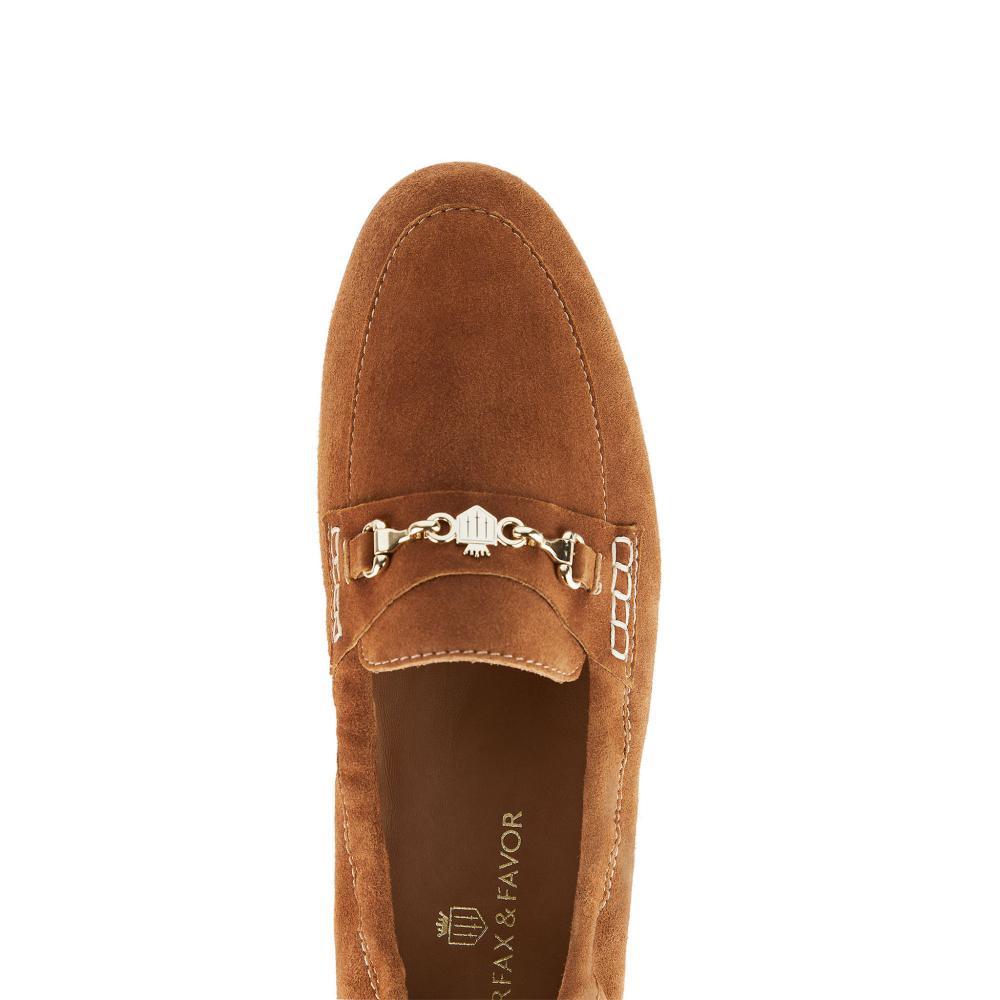 Fairfax & Favor Newmarket Loafer Ladies Suede Shoe - Tan - William Powell