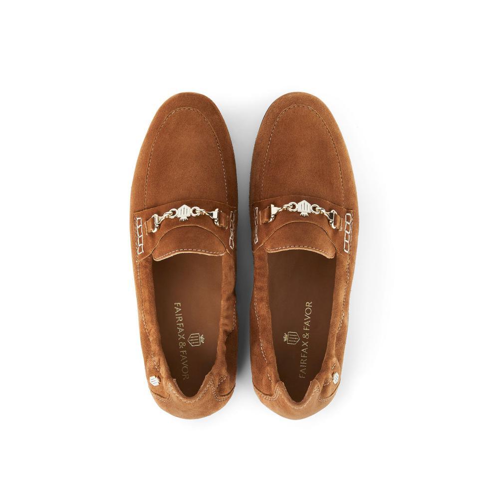 Fairfax & Favor Newmarket Loafer Ladies Suede Shoe - Tan - William Powell