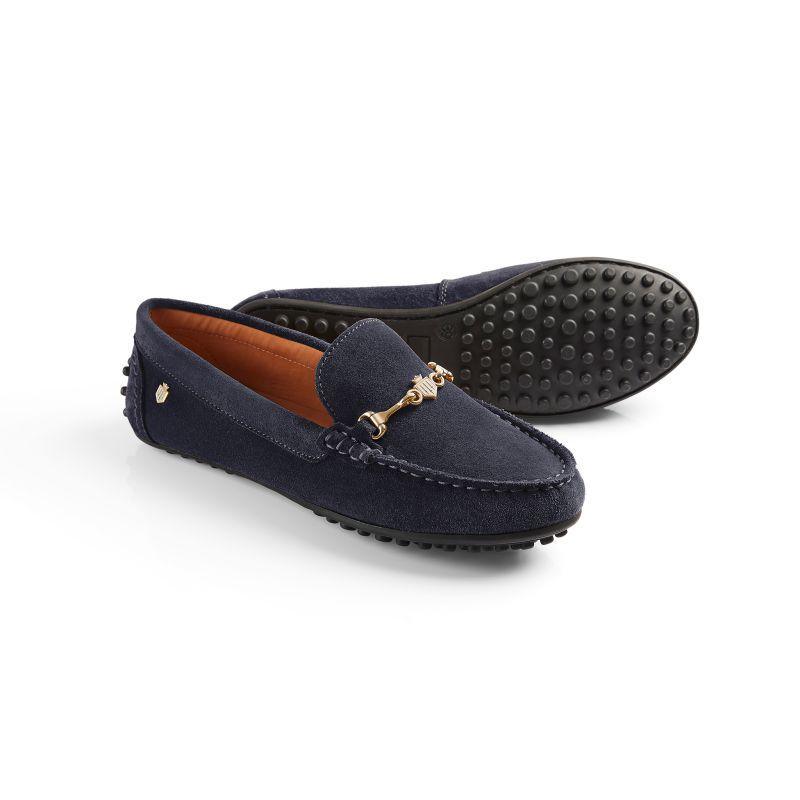 Fairfax & Favor Trinity Loafer Ladies Suede Shoe - Navy - William Powell