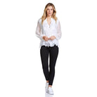 Guinea Silk Blend Ladies Ruffle Top - White (One Size) - William Powell