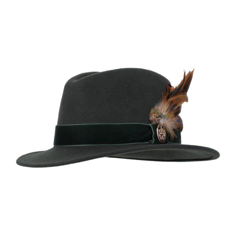 Hicks & Brown Chelsworth Coque & Pheasant Fedora - Olive Green - William Powell