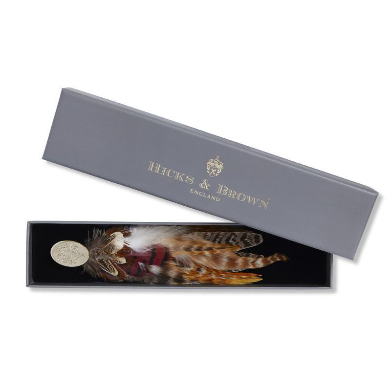 Hicks & Brown Feather Brooch - Gamebird Feathers (Gold Pin) - William Powell