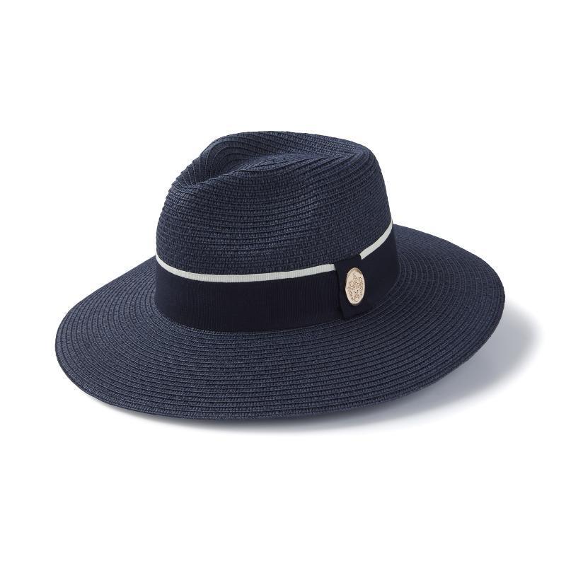 Hicks & Brown Hemley Wide Brimmed Summer Fedora - Navy - William Powell