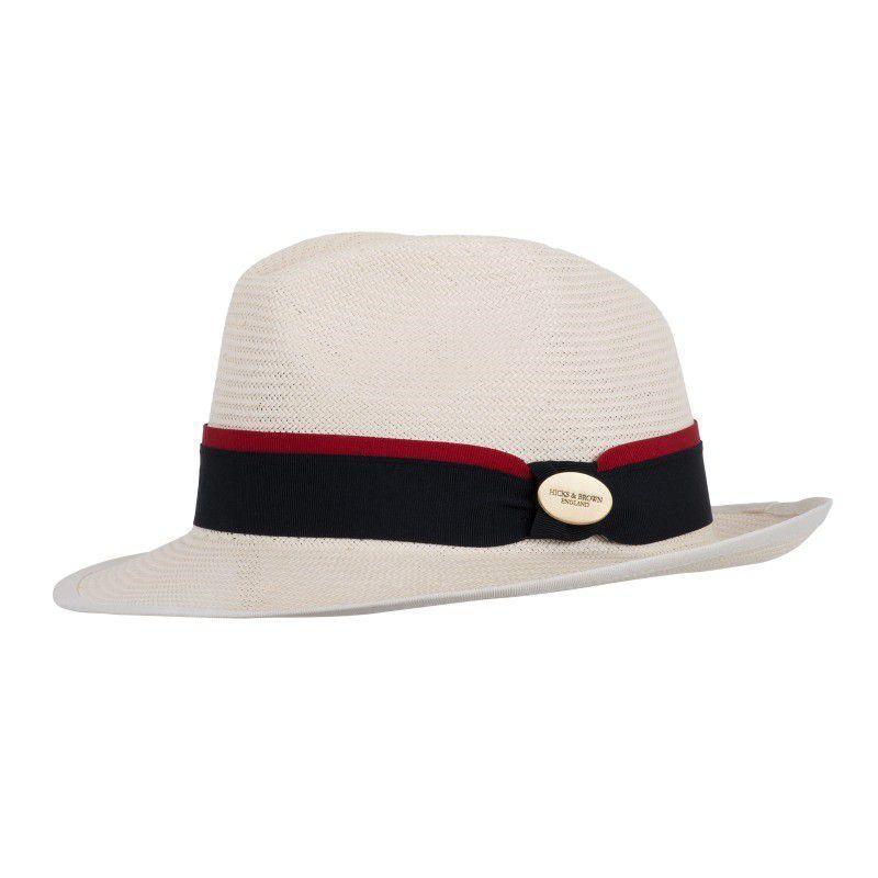 Hicks & Brown Holkham Panama Hat - Navy/Red - William Powell