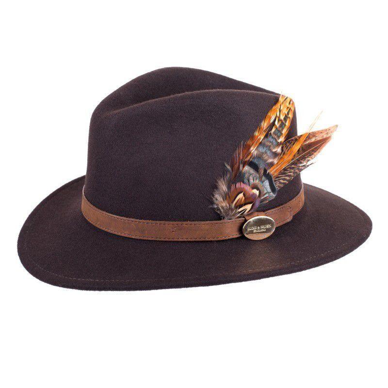 Hicks & Brown Suffolk Gamebird Fedora Hat - Brown - William Powell