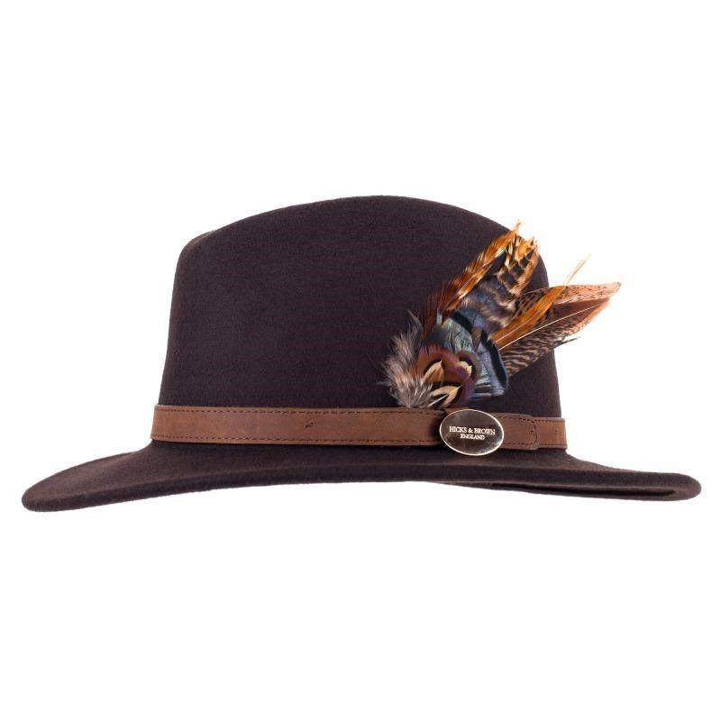 Hicks & Brown Suffolk Gamebird Fedora Hat - Brown - William Powell