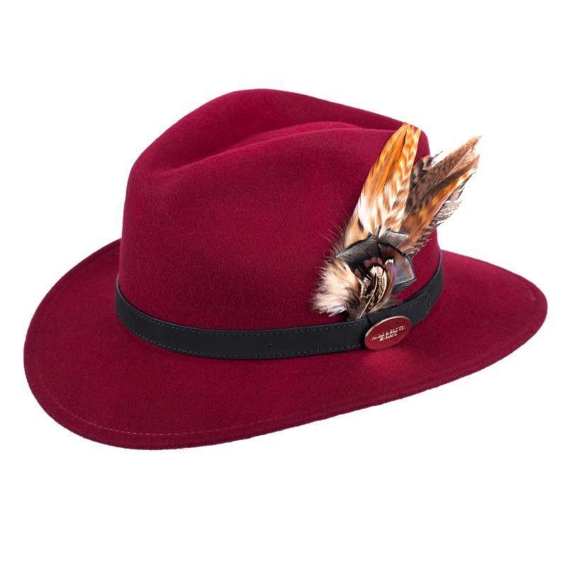 Hicks & Brown Suffolk Gamebird Fedora Hat - Maroon - William Powell