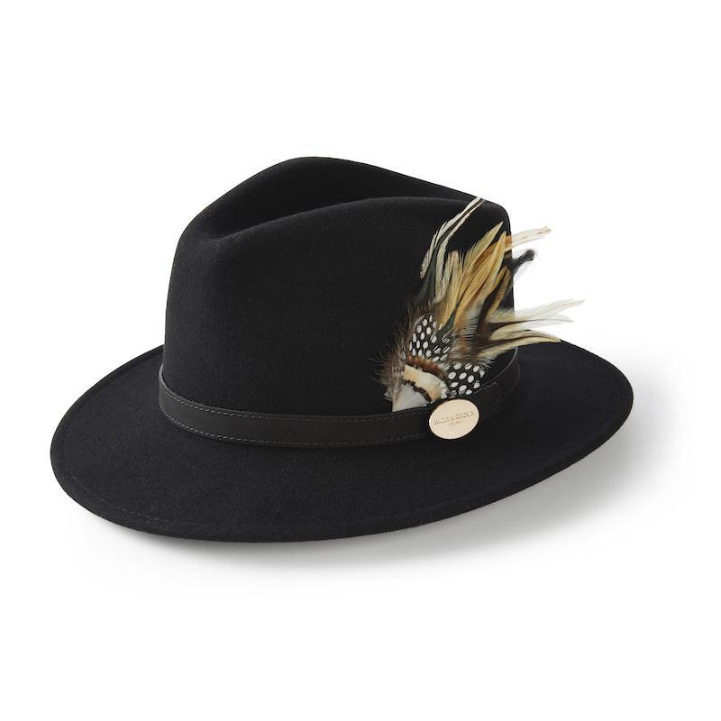 Hicks & Brown Suffolk Guinea & Pheasant Fedora Hat - Black - William Powell