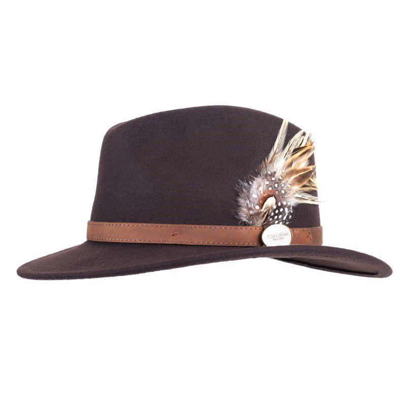 Hicks & Brown Suffolk Guinea & Pheasant Fedora Hat - Brown - William Powell