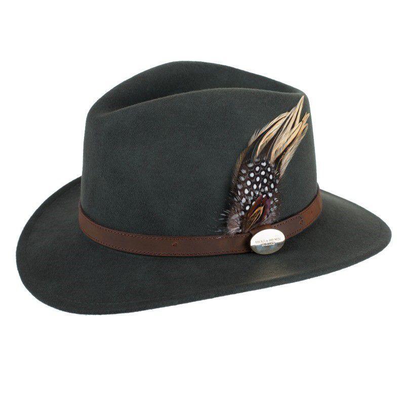 Hicks & Brown Suffolk Guinea & Pheasant Fedora Hat - Olive - William Powell