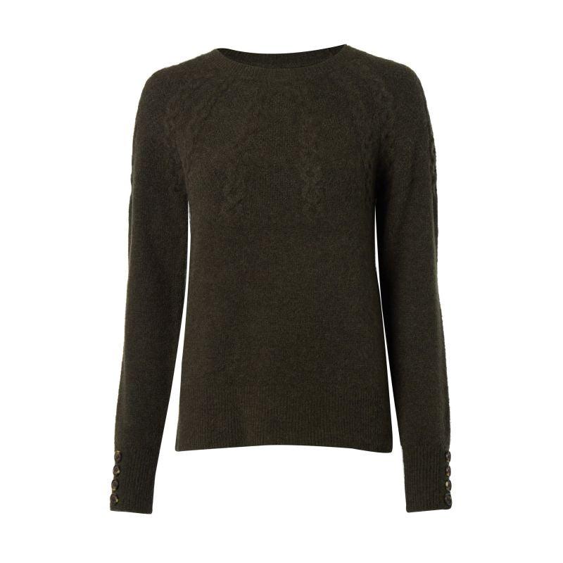 Holland Cooper Astoria Half Cable Ladies Crew Neck Knit - Fern Green - William Powell