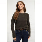 Holland Cooper Astoria Half Cable Ladies Crew Neck Knit - Fern Green - William Powell