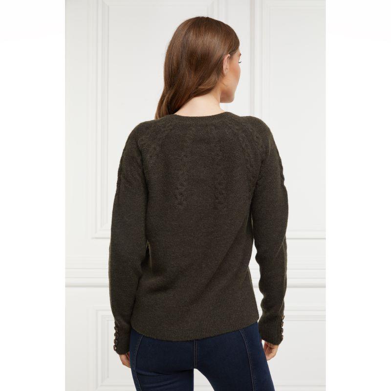 Holland Cooper Astoria Half Cable Ladies Crew Neck Knit - Fern Green - William Powell