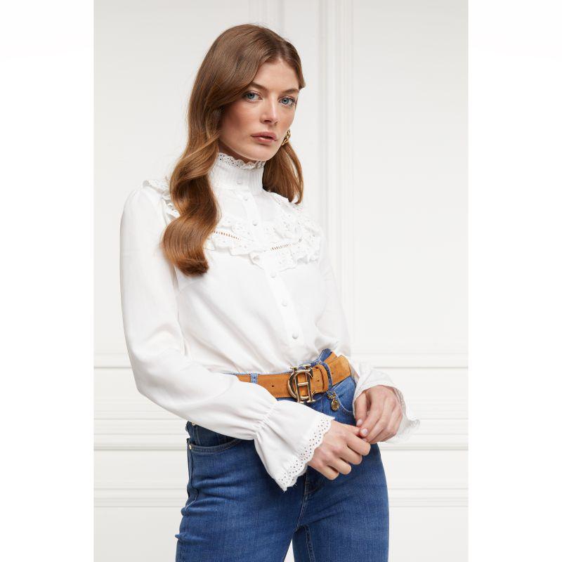 Holland Cooper Audley Lace Ladies Blouse - White - William Powell