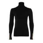 Holland Cooper Buttoned Roll Neck Ladies Knit - Black - William Powell