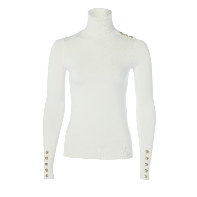 Holland Cooper Buttoned Roll Neck Ladies Knit - Cream - William Powell