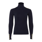 Holland Cooper Buttoned Roll Neck Ladies Knit - Ink Navy - William Powell