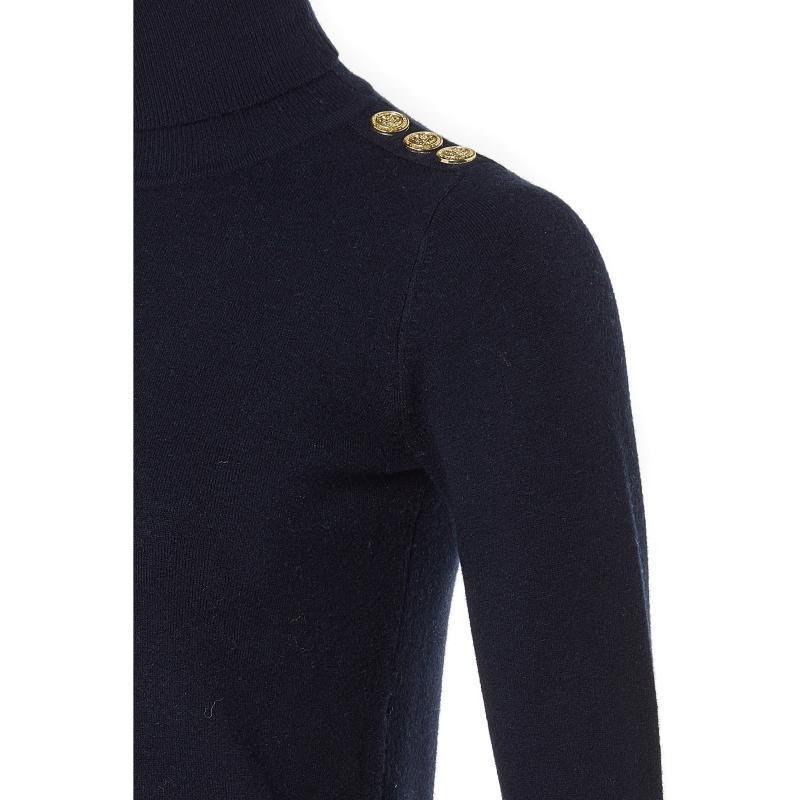 Holland Cooper Buttoned Roll Neck Ladies Knit - Ink Navy - William Powell