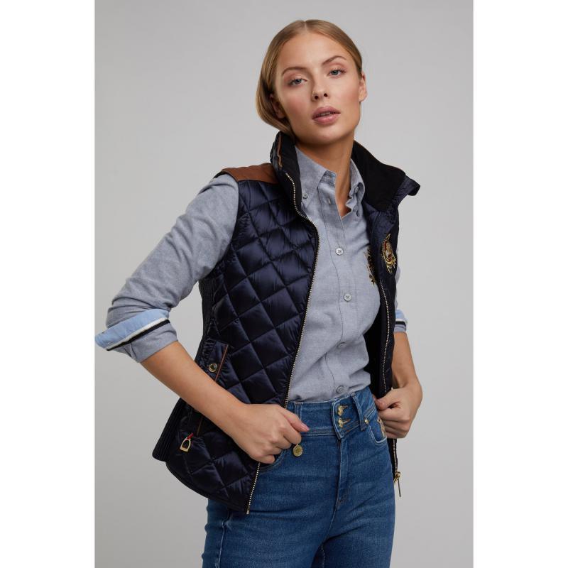 Holland Cooper Equi Diamond Quilt Classic Ladies Gilet - Ink Navy - William Powell