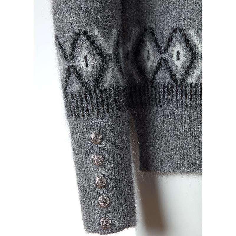 Holland Cooper Fairisle Ladies Roll Neck Knit - Soft Grey - William Powell