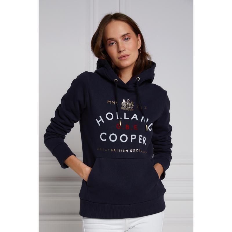 Holland Cooper GBE Flock Logo Ladies Hoodie - Ink Navy - William Powell