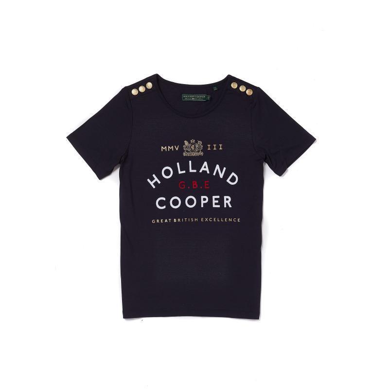 Holland Cooper GBE Flock Logo Ladies Tee - Ink Navy/Optic - William Powell