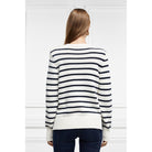 Holland Cooper Henley Striped Ladies Crew Jumper - Natural/Ink Navy - William Powell