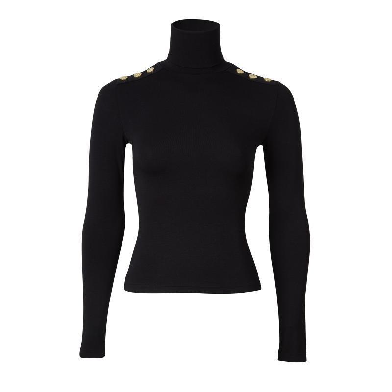 Holland Cooper Long Sleeve Ladies Roll Neck Top - Black - William Powell