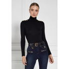 Holland Cooper Long Sleeve Ladies Roll Neck Top - Black - William Powell