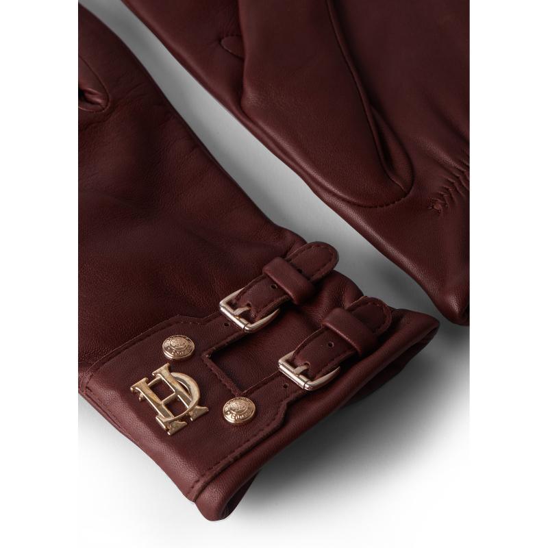 Holland Cooper Monogram Leather Ladies Gloves - Chocolate - William Powell