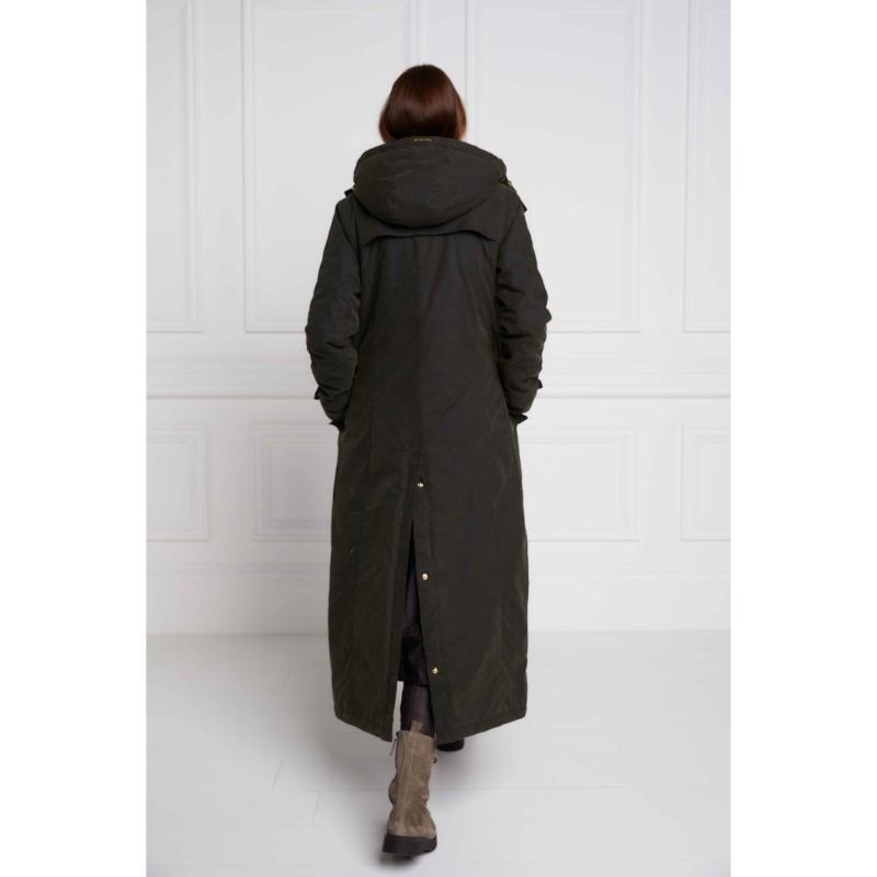 Holland Cooper Wax Longline Ladies Field Coat - Dark Olive - William Powell