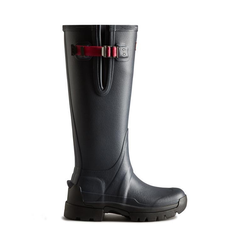 Hunter Balmoral Side Adjustable Neoprene Ladies Wellington Boots - Navy/Peppercorn - William Powell