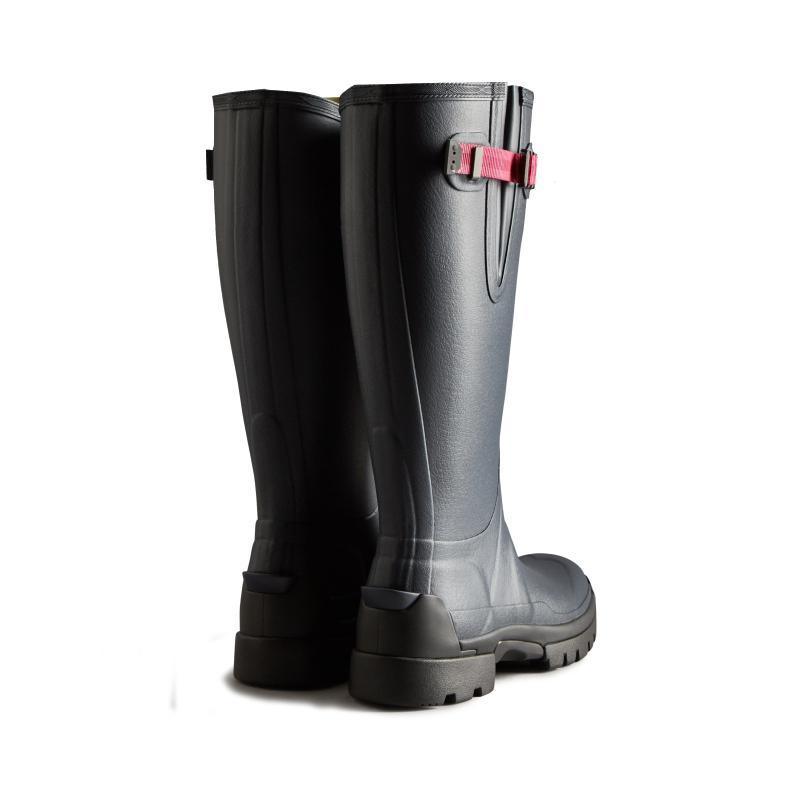 Hunter Balmoral Side Adjustable Neoprene Ladies Wellington Boots - Navy/Peppercorn - William Powell