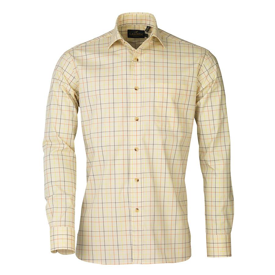 Laksen Archibald Mens Tattersall Shirt - Navy/Mandarin/Gorse - William Powell