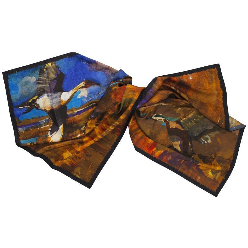 Laksen Ducks in Flight Ladies Silk Scarf - 133 x 105cm - William Powell