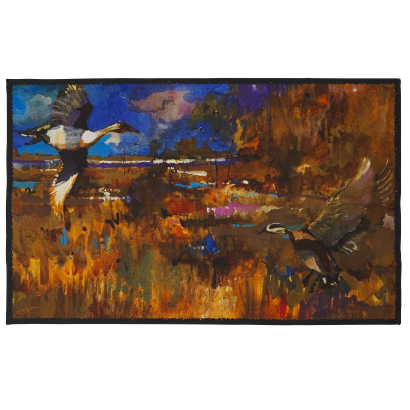 Laksen Ducks in Flight Ladies Silk Scarf - 133 x 105cm - William Powell