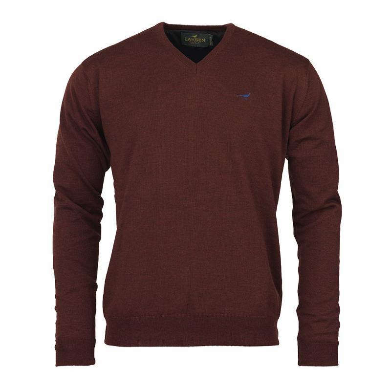 Laksen Grantham Windstopper V-Neck Merino Mens Jumper - Burgundy - William Powell