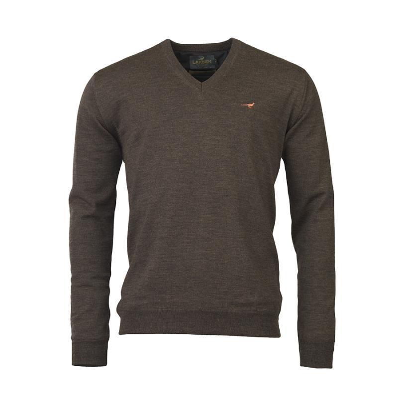 Laksen Grantham Windstopper V-Neck Merino Mens Jumper - Earth - William Powell