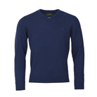 Laksen Johnston V-Neck Lambswool Mens Jumper - Navy - William Powell