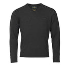 Laksen Johnston V-Neck Lambswool Mens Jumper - Olive - William Powell