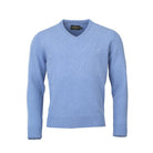 Laksen Johnston V-Neck Lambswool Mens Jumper - Sky - William Powell