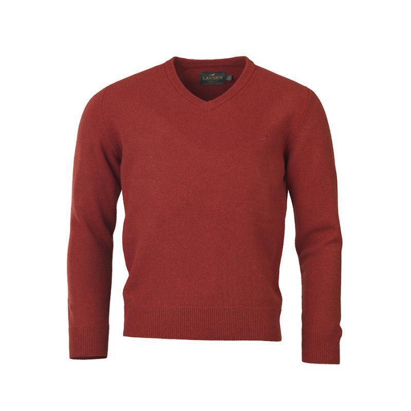 Laksen Johnston V-Neck Lambswool Mens Jumper - Winy - William Powell