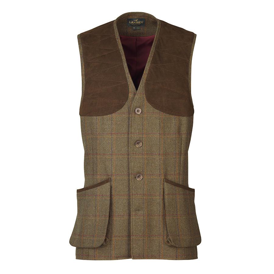 Laksen Leith Mens Tweed Shooting Vest - Woolston Tweed - William Powell