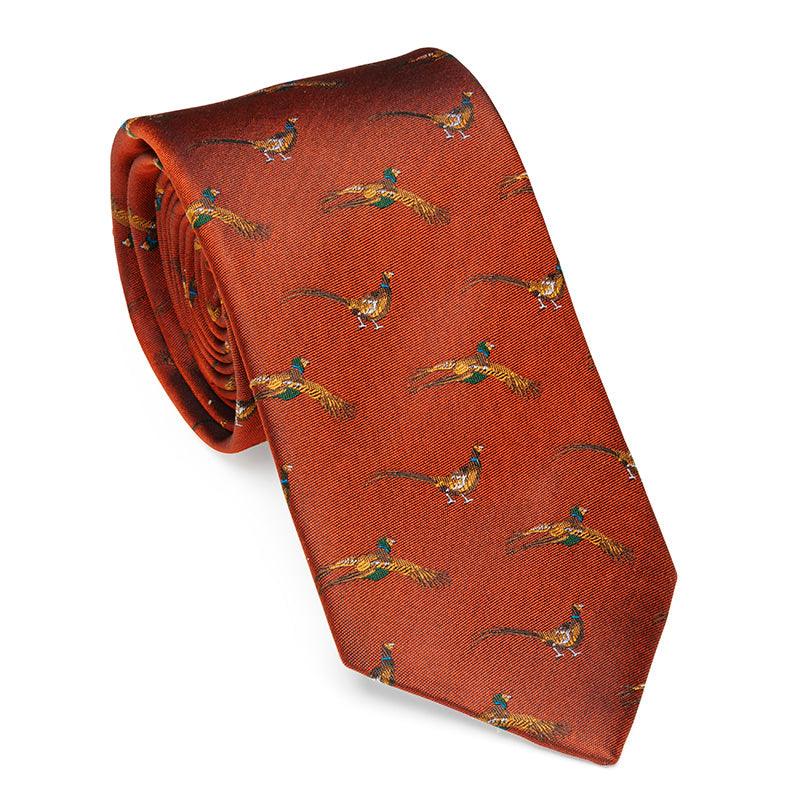 Laksen Pheasant Mens Tie - Blood Orange - William Powell