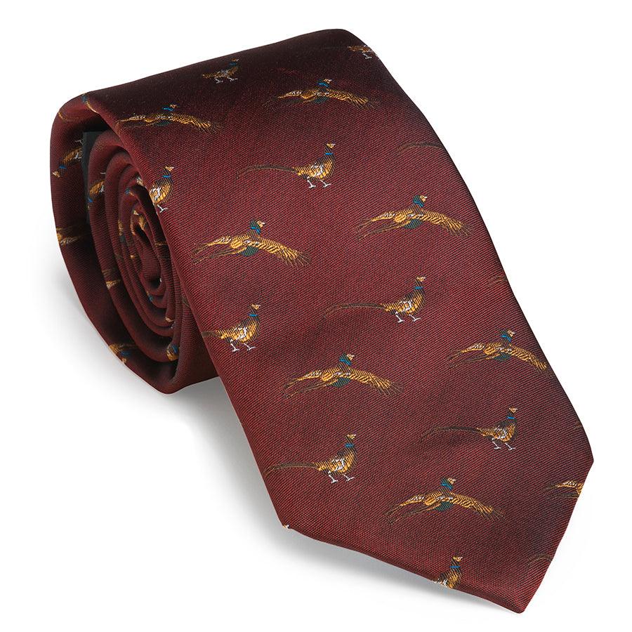 Laksen Pheasant Mens Tie - Wine - William Powell