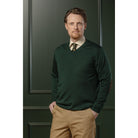 Laksen Sussex V-Neck Mens Merino Jumper - Pine - William Powell