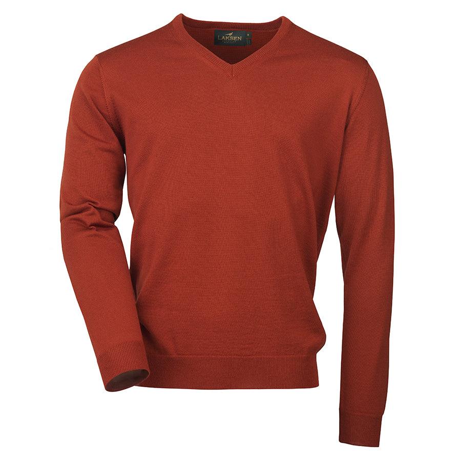 Laksen Sussex V-Neck Mens Merino Jumper - Tile - William Powell