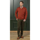 Laksen Sussex V-Neck Mens Merino Jumper - Tile - William Powell